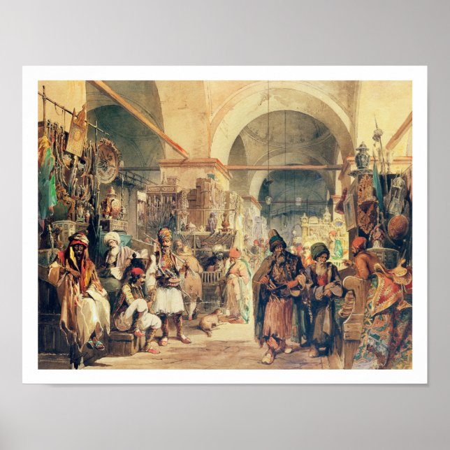 Póster A Turkish Bazaar, 1854 (pencil & w/c on paper) (Frente)