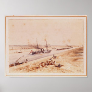 Póster A Turkish Paddle Steamer Going Up the Suez Canal