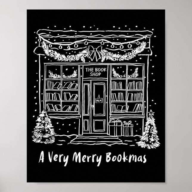 Póster A Very Merry Bookmas Cozy Christmas Bookstore Holi (Frente)