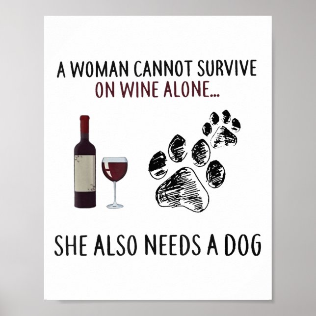 Póster A Woman Cannot Survive On Wine Alone She Also Need (Frente)