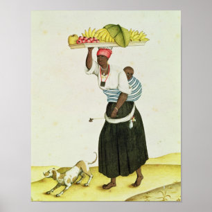 Póster A Woman Carrying a Tray of Fruit on her Head