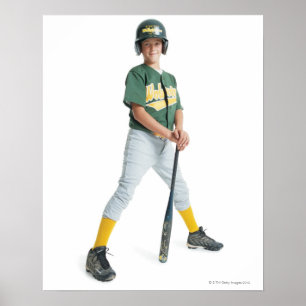Póster a young caucasian boy is wearing a green little