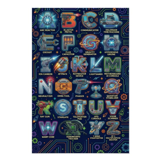 Póster A-Z Sci-fi Alphabet (Anverso)