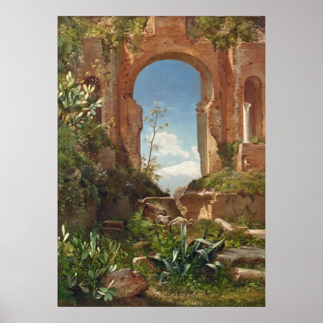 Póster Aagaard Ruinas Paintaje del Monte Etna (Frente)