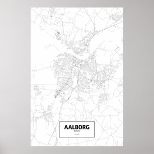 Póster Aalborg, Dinamarca (negro sobre blanco)