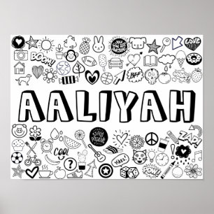 Póster 'AALIYAH' Colour-it-Yourself Outline Design