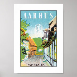 Póster Aarhus Danmark (blanco)
