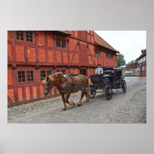 Póster Aarhus, Dinamarca, caballo y buggy
