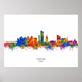 Póster Aarhus Dinamarca Skyline