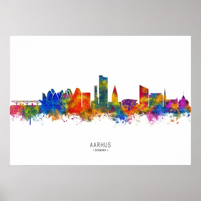 Póster Aarhus Dinamarca Skyline (Frente)