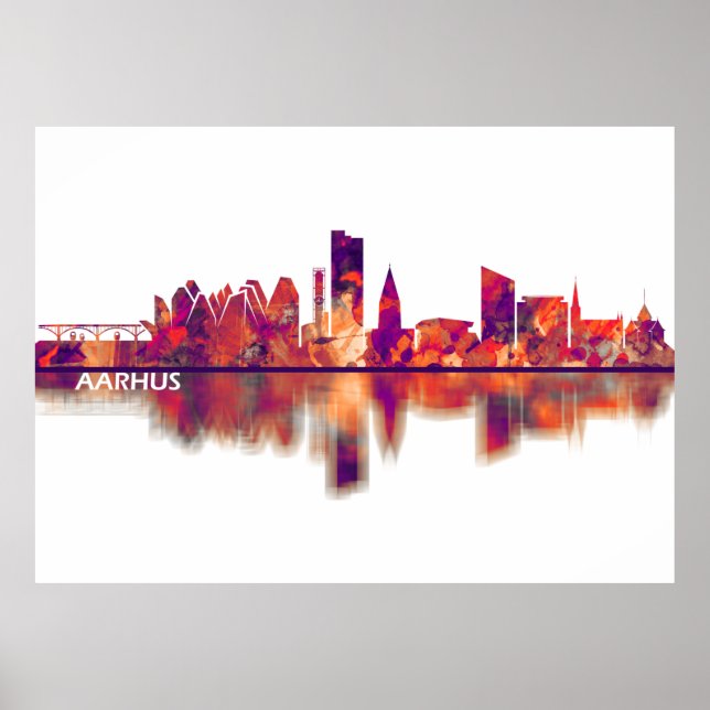 Póster Aarhus Dinamarca Skyline (Frente)