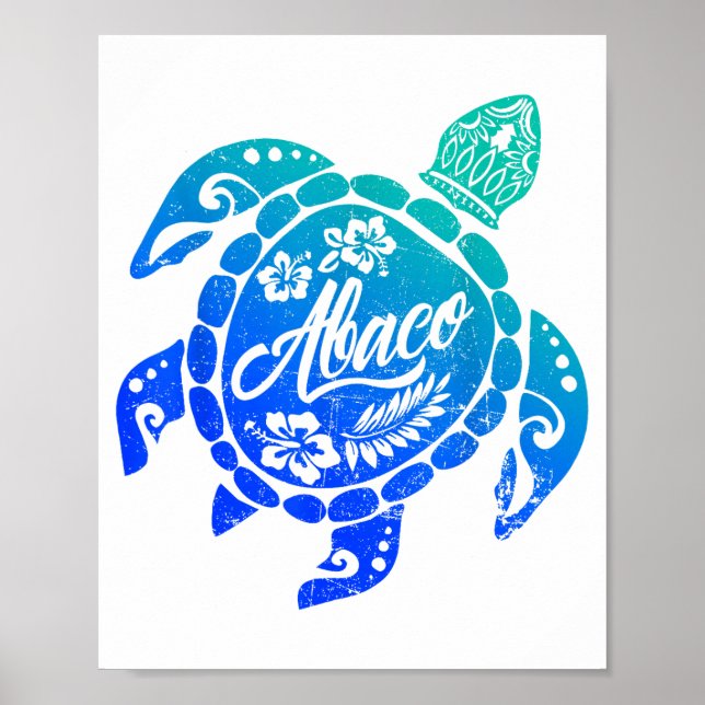 Póster Abaco Tribal Sea Turtle Bahamas Beach Vacation  (Frente)