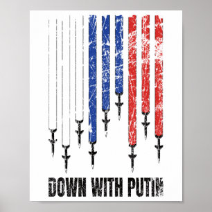 Póster Abajo con Putin contra la paz en Ucrania
