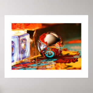 Póster Abajo del poster del pinball del agua blanca del