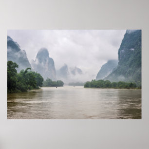 Póster Abajo por el río de Yangshuo