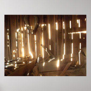 Póster Abandonado granero de Missouri al atardecer