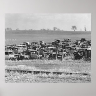 Póster Abandoned Automobiles, 1935. Vintage Photo