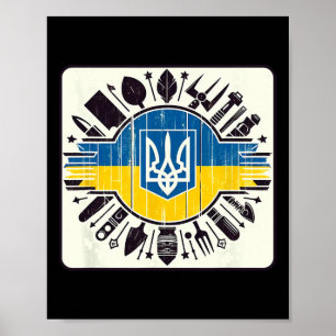 Póster Abanico vintage ucraniano Bynner bandera de Ucrani