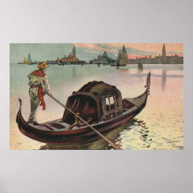 Póster Abarrejo vintage Venecia La Gondola (Frente)