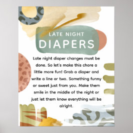 Póster Abastract Baby Shower 'Late Night Diaper'