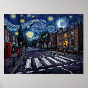Póster Abbey Road Noche Estrellada
