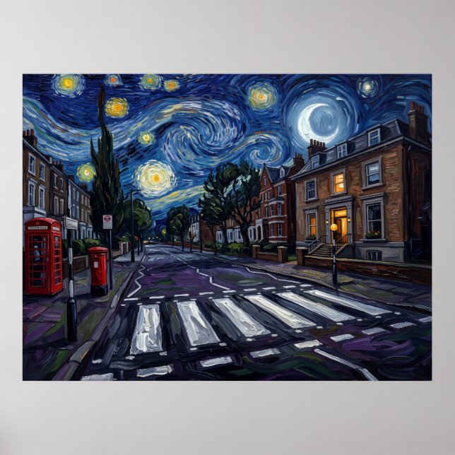 Póster Abbey Road Noche Estrellada (Frente)