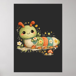 Póster ABC 123 Latido Divertido Lindo Ganchillo Oruga 