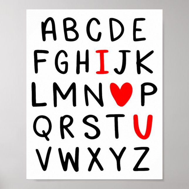 Póster Abc Alphabet I Love You Englieacher Valentines  (Frente)