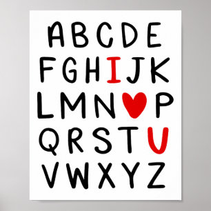 Póster Abc Alphabet I Love You English Teachers Valentine