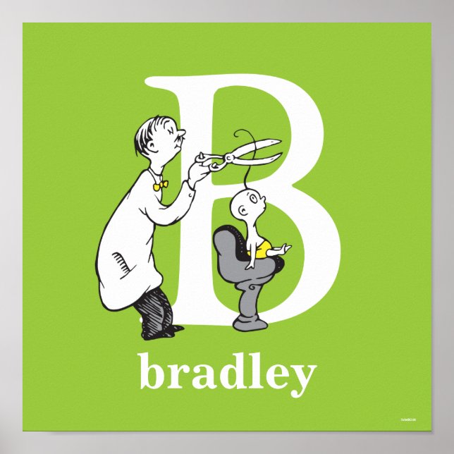 Póster ABC del Dr. Seuss: Carta B - Blanco | Añadir su no (Frente)