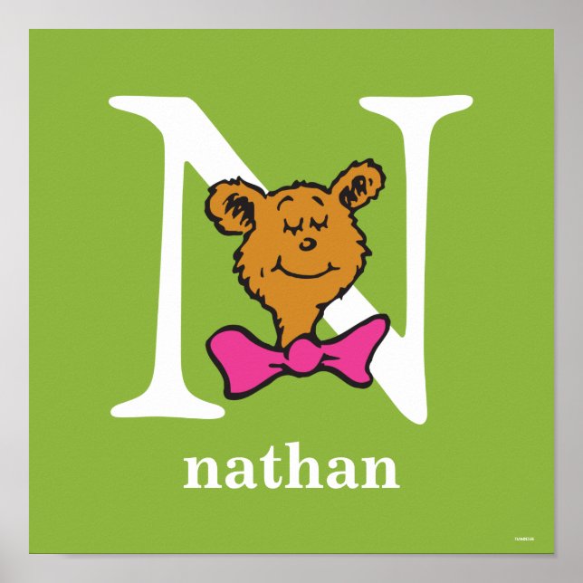 Póster ABC del Dr. Seuss: Carta N - Blanco | Añadir su no (Frente)