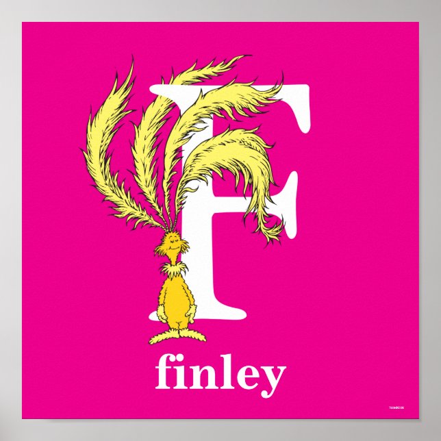 Póster ABC del Dr. Seuss: Letra F - Blanco | Añadir su no (Frente)