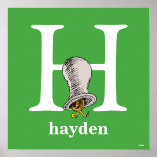 Póster ABC del Dr. Seuss: Letra H - Blanco Añadir su no