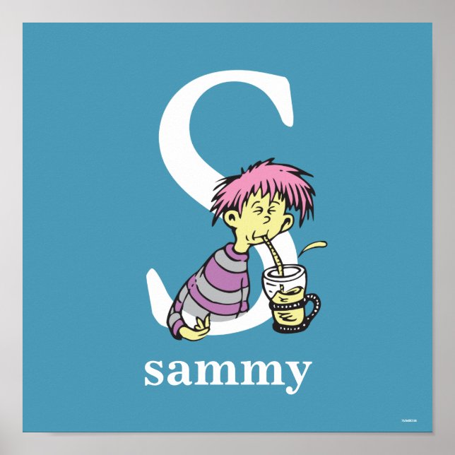 Póster ABC del Dr. Seuss: Letra S - Blanco | Añadir su no (Frente)