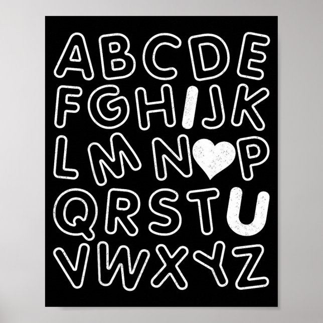 Póster Abc I Love You Alphabet Teachers Day Valentines Da (Frente)