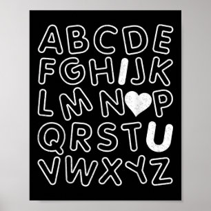Póster Abc I Love You Alphabet Teachers Day Valentines Da