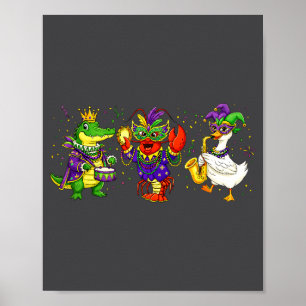 Póster Abc Lagarto Marrón Cangrejo de Río Louisiana Mardi