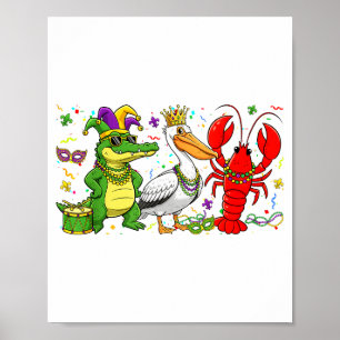 Póster Abc Lagarto Pelícano Cangrejo de río Louisiana Div
