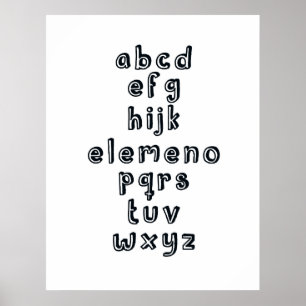 Póster ABCD EFG HIJK ELEMENO PQRS TUV WXYZ : Alabet Fun