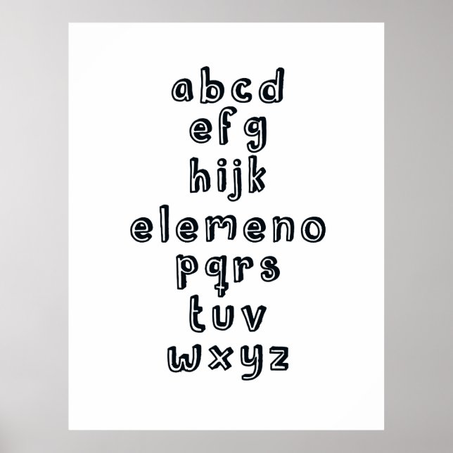 Póster ABCD EFG HIJK ELEMENO PQRS TUV WXYZ : Alabet Fun (Frente)
