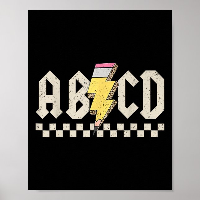 Póster Abcd Pencil Lightning Bolt Back To School Teachers (Frente)