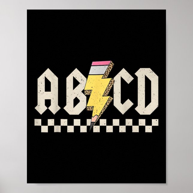 Póster Abcd Pencil Lightning Bolt Teacher Back To School  (Frente)