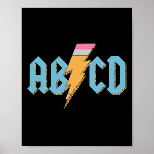 Póster Abcd Pencil Lightning Rock'n Roll Teacher De Nuevo