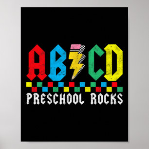 Póster Abcd Preescolar Rocks Primer Día Pre-k Maestro Esp