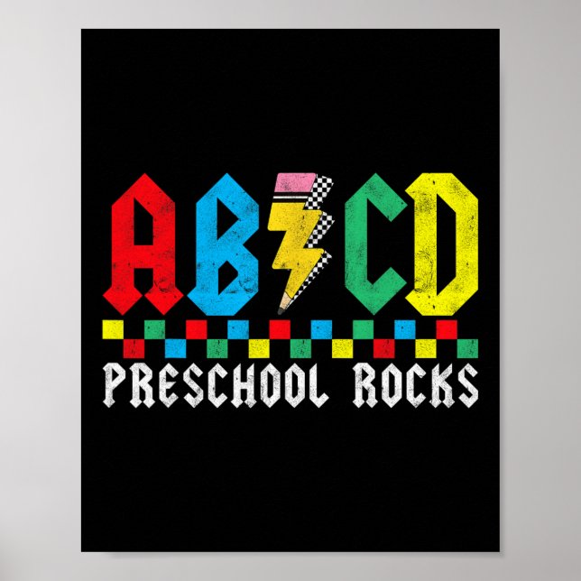 Póster Abcd Preescolar Rocks Primer Día Pre-k Maestro Esp (Frente)