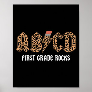 Póster Abcd Rocks Primer Grado Regreso A La Escuela Leopa