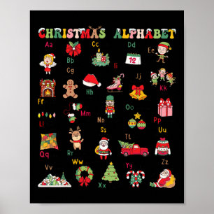 Póster Abcs Aprendiendo Navidades de kindergarten
