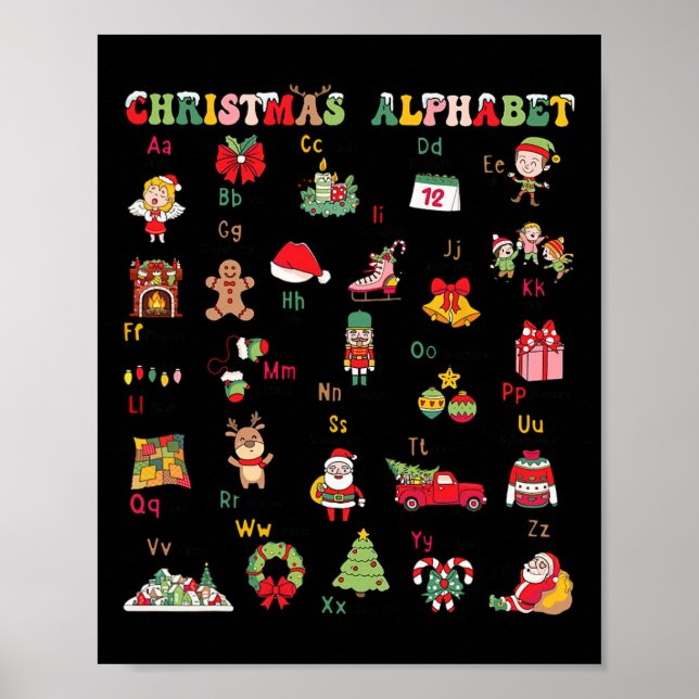 Póster Abcs Aprendiendo Navidades de kindergarten (Frente)