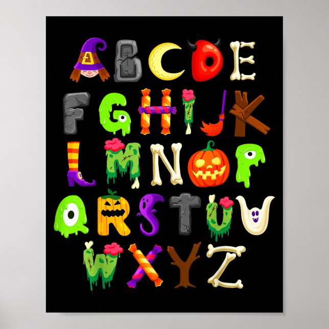 Póster Abcs Learning Kindergarten Teacher Funny Halloween (Frente)