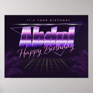 Póster Abdul Nombre Vorname lila retro Poster Geburtstag